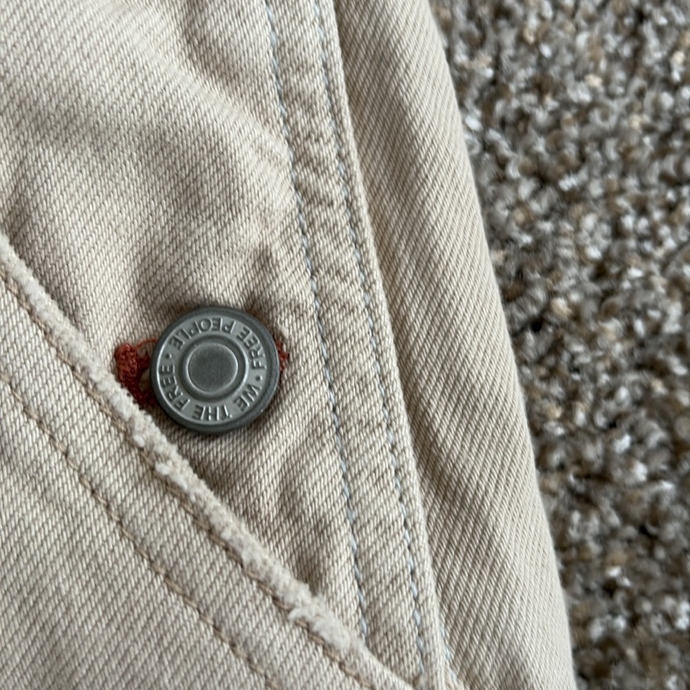 We The Free Beige Overalls with Red Sunburst printed stamps - Picture 8 of 11